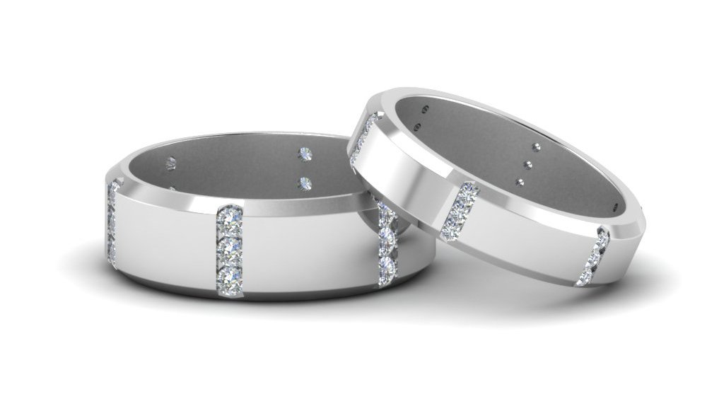His and Hers Wedding Bands, Matching Wedding Bands Set, Diamond